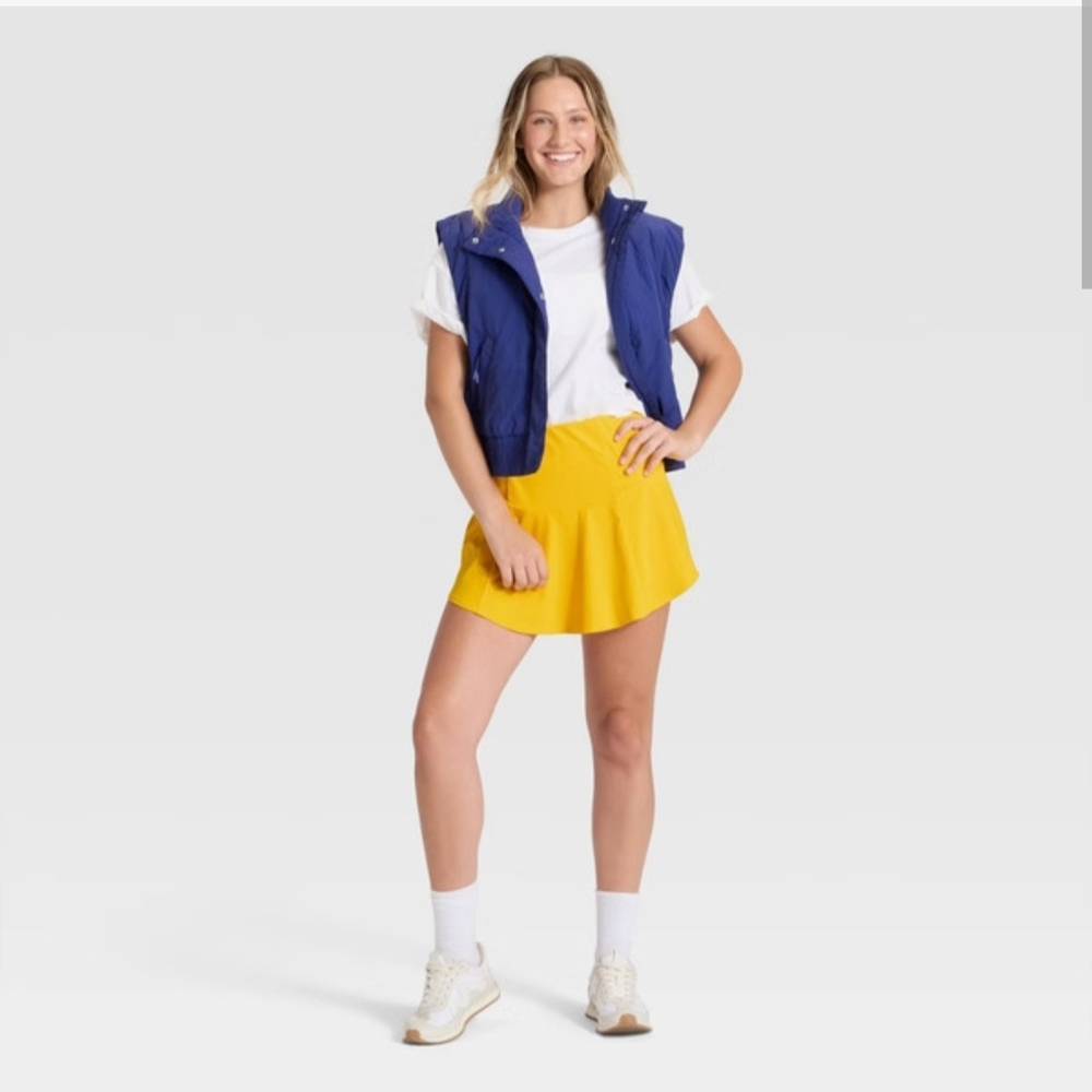 JoyLab Women's Game Day Drop Waist Skort, XL - Yellow - Picture 2 of 4